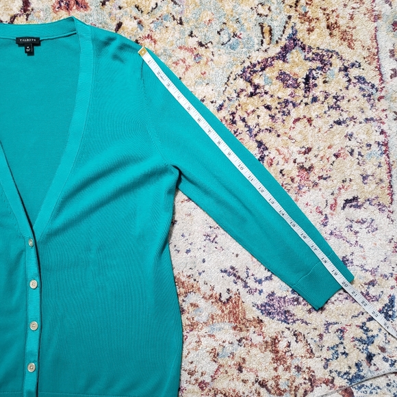 Talbots Teal Green V-Neck Cardigan Sz M - Picture 10 of 10
